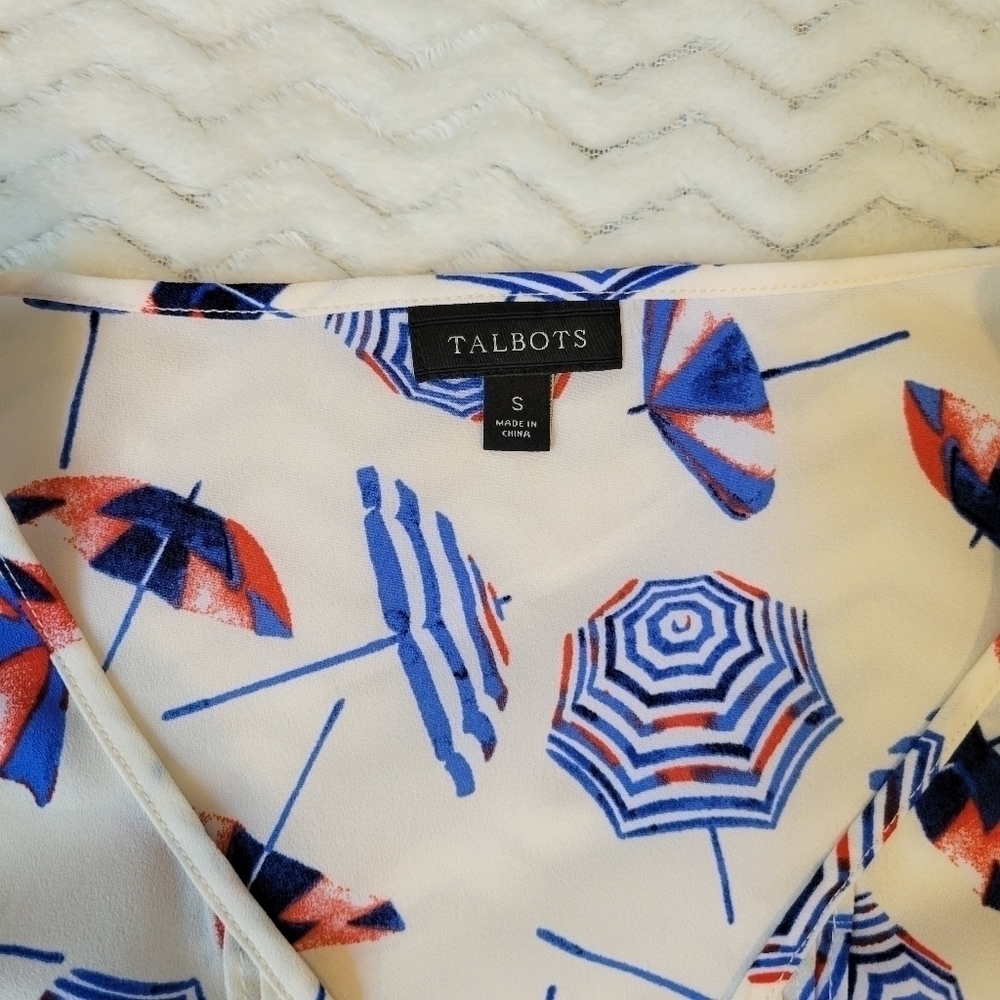 Talbots Fun Umbrella Blouse With Flutter Split Sl… - image 4